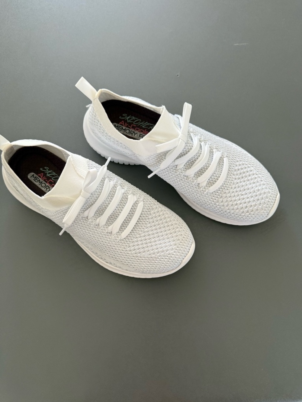 Skechers White Slip-On Memory Foam Sneakers - Picture 2 of 5